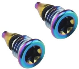 The Lord of the Tools 2 Stück Fahrrad-Entlüftungsschrauben für Hebelreservoir T25 kompatibel mit Magura EBT, Schrauben aus Titanlegierung Fahrrad Kraftstofftank Öleinfülllochschraube Regenbogenfarben