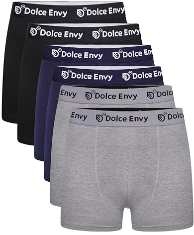DOLCE ENVY Men's Boxer Same Waist Band Comfort Soft Underwear Shorts Soft Knit Moisture-Wicking (UK, Alpha, M, Regular, Regular, 2 BLACK,2 NAVY,2 GREY)