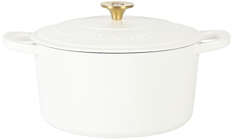 Crock Pot Artisan 6-Quart Round Dutch Oven - Matte Linen White w/Gold Knob