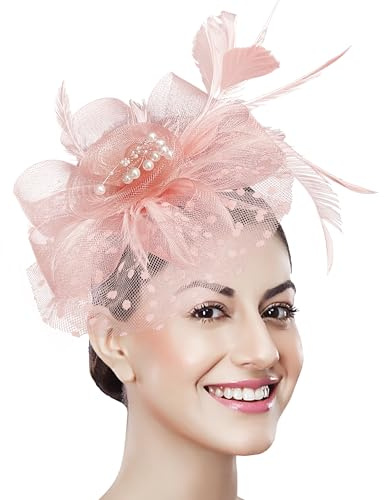 Bniksok Blush Pink Fascinator for Women Tea Party