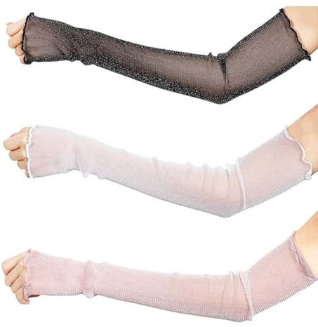 3 Pares Mangas Anti-UV de Enfriamiento Protección de Brazo de Manga Guantes Largos Ultrafinos de Encaje Sin Dedos Codo Malla Fresca Protector Solar Mangas para Fiestas Deportivas