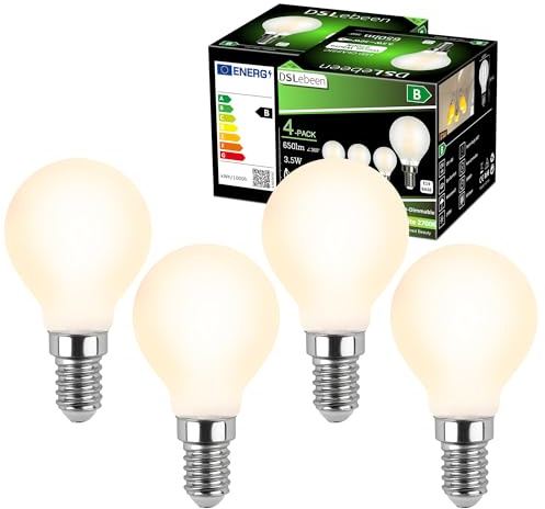 P45 E14 LED Birne 3.5W 650LM Warmweiß 2700K, Opalglas, ersetzt 50W 4 Stück