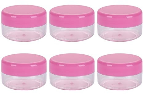 EWOECUI 6 Pcs Contenitori Cosmetici Rosa, 5g Trasparente, Vasetti Plastica, Barattoli Plastica, Per Creme e Polvere, Perline