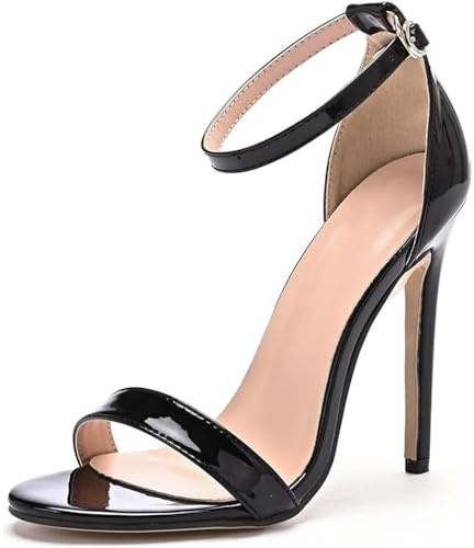SPONYBORTY 4,33 pulgadas sexy tacones altos zapatos fetiche stiletto club nocturno baile en barra fiesta de boda sandalias de graduación clásicos/Black/45EU