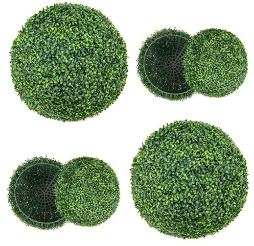 RELAX4LIFE 2er-Set Künstliche Buchsbaumkugel, Formschnitt Kunstpflanze UV-beständig, Dekopflanze Künstlich 50 cm, Dekorative Kunstpflanzenkugel, Kunstbaum Zimmerpflanze Deko, Grün