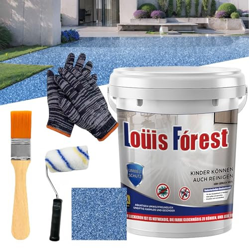 Vgpbphj Louis Forest Epoxy Floor Paint, High-Gloss Marble Effect Epoxy Floor Coating, Waterproof and Non-slip, Strong and Wear-Resistant, Safe and Environmentally Friendly (Sapphire Blue)
