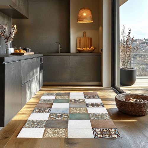 Home My Own | Passatoia Runner Cucina e Bagno Assorbente con Disegno Stampato in Vinile 100% - Passatoia Antiscivolo Lavabile in Lavatrice. Dimensione: 50x200 cm