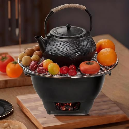 Estufa De LeñA De Hierro Fundido, PequeñA Estufa De LeñA con Parrilla Y Barras De Resistencia, DiseñO Dividido For Combustibles SóLidos Y LíQuidos