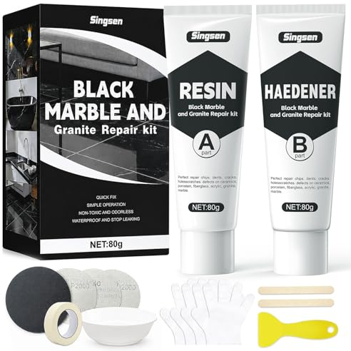 Kit Reparation Carrelage Noirs,Kit Réparation Receveur De Douche Résine Pour Réparer Les Éclats Dans Le Granit, Le Marbre, Les Baignoires, Ainsi Que Les Trous, Les Fissures, Les Interstices Et Les Ray