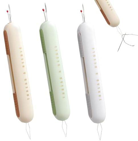 jhsaxza Set da cucito 3 pezzi 2 in 1, infila cuciture, separatore di cuciture, infila macchina da cucire, accessori da cucito portatile con guida per filo, adatto per ricamo e cucito su tessuto