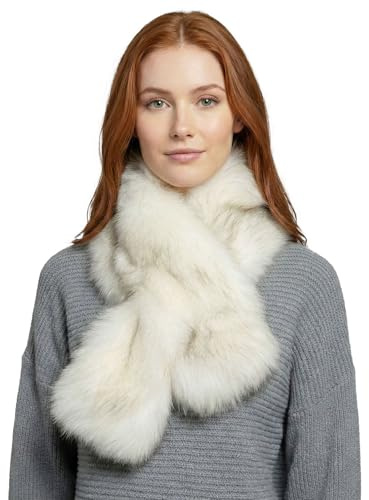Basic Sense Winter Scarf for Women, Faux Fur Pull Through Collar | Ladies neck wrap with soft velvet lining, 100 x 14cm / 39 x 5.5in - cosy layer for cold days and a gift for her