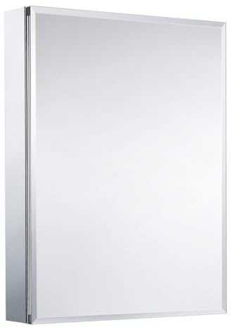 Movo Medicine Cabinet with Mirror, 24 Inch x 30 Inch Aluminum Mirror Cabinet with Single Door, Bathroom Medicine Cabinet, Surface Mount or Recess Installation