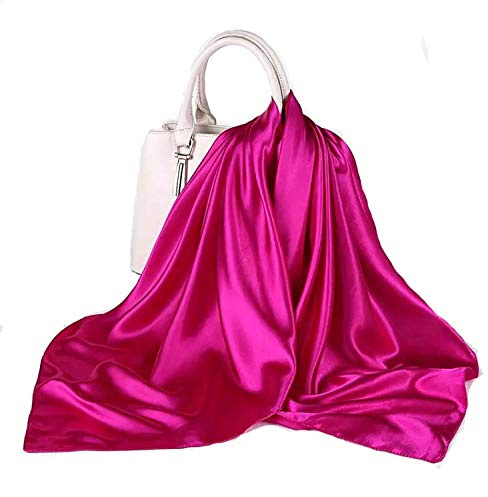 Shoes Lane New Satin Silk Shiny Plain Solid Colours Large Square Plain Head Neck Scarf Wrap 90 X 90 cm (Burgundy)