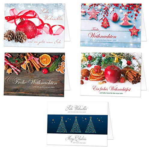 20 Exklusive Weihnachtskarten (Klappkarten) mit Umschlag, perfekt für stilvolle Grüße an Geschäftspartner und Freunde