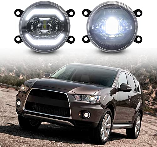 njssjd LED-Tagfahrlichter Nebelscheinwerfer für Mitsubishi Pajero Sport Outlander PHEV ASX L200 6000K Helle Xenon-Weiß-DRL-Lampe