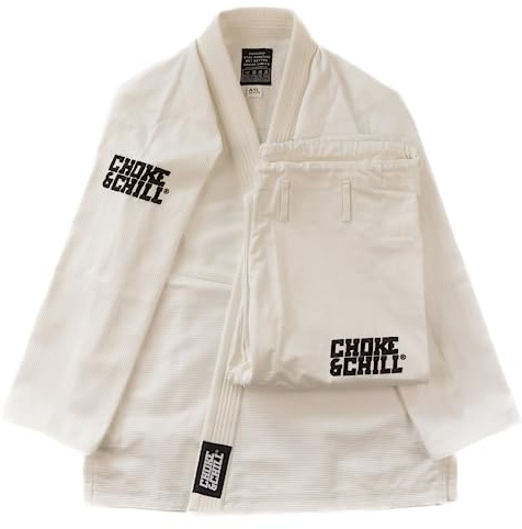 Choke&Chill BJJ Jiu Jitsu Traje de Principiante Gi - Blanco, Blanco, A3