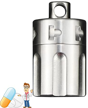 Pillendose Schlüsselanhänger Titan, Wasserdicht Outdoor Pillenbox, Mini Tablettenbox für Unterwegs, Diskret Reise EDC Tablettendose Anhänger, Metall Tabletten-Organizer, BPA Frei