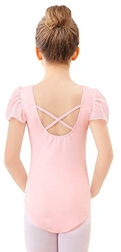boruizhen Ballettkleidung Mädchen Turnanzug Kinder Gymnastikanzug Puffärmel Ballett Trikot für Mädchen 3–4 Jahre Rosa