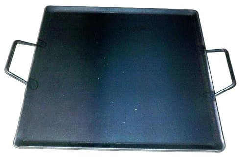Plancha asar acero 4 mm con 2 asas de metal 40 x 40