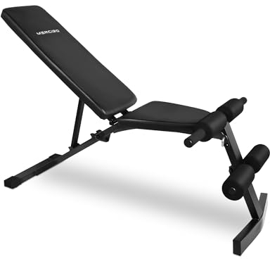 MENCIRO Verstellbar Hantelbank, Multifunktion Fitness Klappbar Trainingsbank | Flachbank | Schrägbank | Bauchtrainer, Schwarz Sit Up Bank