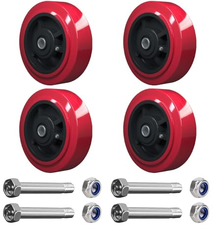 LONGRUNFORU 6 x 2 Industrial Rated PU Caster Wheels, Polyurethane on Polyolefin core Wheel with Roller Bearing- 1/2 Bore - Set of 4 Heavy Duty Caster Wheel with 4000 lbs Capacity(4 PACK)
