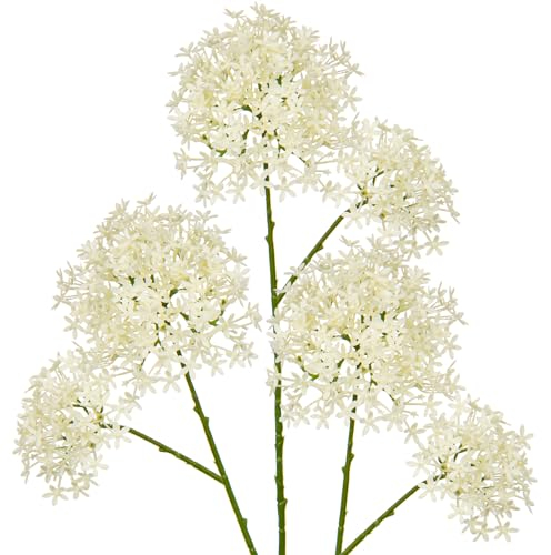 Briful 3 fiori artificiali a forma di corona con stelo lungo, fiori primaverili bianchi da 69,8 cm, fiori artificiali per composizioni floreali, fiori finti per la decorazione della casa, decorazioni