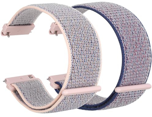 Parsonver 22 mm nylonarmband klockarmband, 2-pack, kompatibel med Galaxy Watch 3 45 mm/Galaxy Watch 46 mm/Gear S3 Classic/Frontier, LW11/SPROD1 Smartklocksarmband, sportband för män och kvinnor