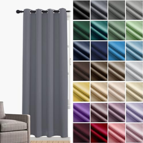 JRUI Tende per Interni Tenda Oscurante 1 Pannelli con Anelli Tende Termiche Tenda per Interni Tende Coprenti Tende Fonoassorbenti 200 x 90cm (LxA) Grigio Scuro