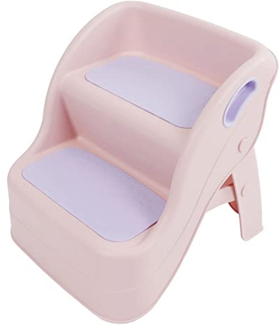 Repose-Pieds pour Enfants, Antidérapant, Pliable, épais, en Plastique Léger, 2 Marches, Tabouret d'apprentissage de la propreté, Escabeaux pour Enfants, Bébés, Rangement et