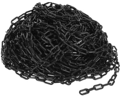 20 Meter 6MM Thickness Plastic Chain - Black | Durable Plastic Barrier Chain | Safety Chain for Crowd Control, Construction Sites, Hazardous Areas, Decorating