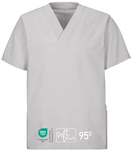 EXNER Medizinischer Schlupf-Kasack, OP-Kasack, Unisex, für Krankenpflege, Altenpflege, Farbe Silbergrau, Größe 7XL