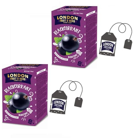 London Fruit® | Infusión de Grosella Negra | Sobres individuales de infusión - 2 x 20 filtros (80 gr) | Té de hierbas afrutado sin cafeína