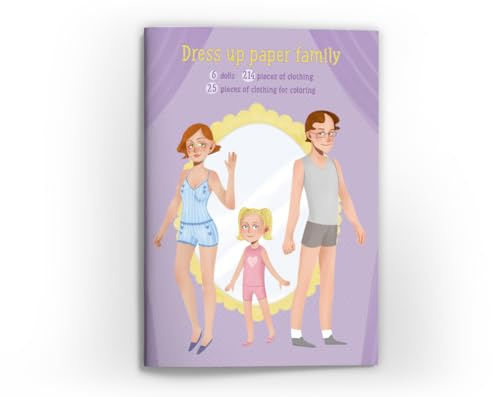 Junapack Poupées à découper en papier (6 poupées à habiller / une famille de maman, papa, fille, fils, grand-mère et grand-père) avec vêtements à enfiler