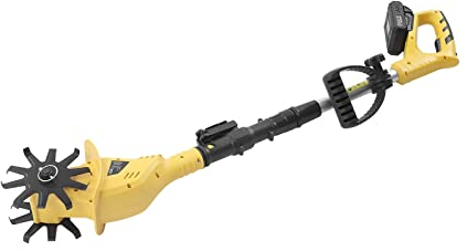 TaNeHaKi Klein Bodenfräse, 20V Akku Bodenhacke,Elektro Kultivator mit Batterie und ausziehbarer Pole,Gartenfräse für Rasen, Yard, Bodenkultivierung