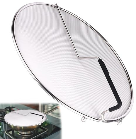 WIYETY 33 cm in acciaio inox paraspruzzi padelle: paraspruzzi universale con manico pieghevole, paraspruzzi grassi per prevenire schizzi di grasso e acqua per padella