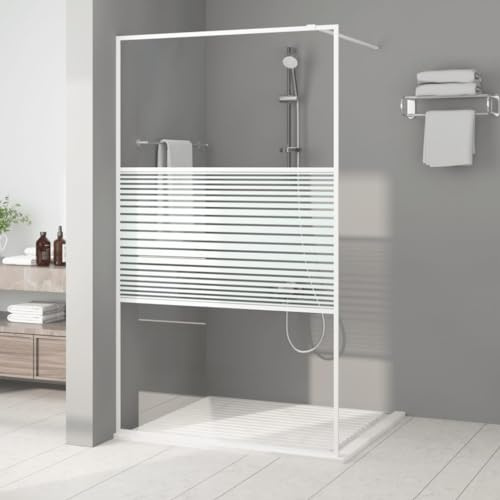 Gecheer Vandringsvägg i vitt 115 x 195 cm ESG transparent glas, nisch duschhållare, nisch duschbox, tak duschkabin, nischdörr duschkabin, glasduschdörr, P152153