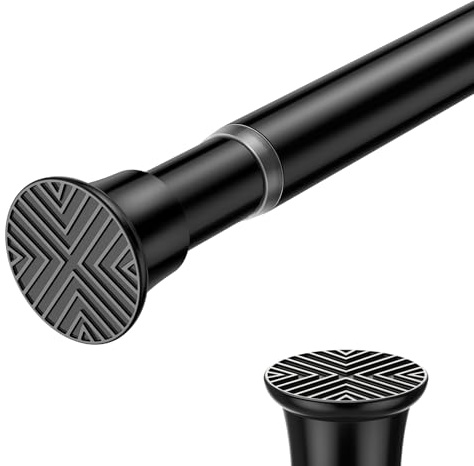 Zipglo 1pc Tension Rods for Curtains 38-96cm, Black Extendable Curtain Rods，Small Door Curtain Pole Telescopic Curtain Rod No Drill Adjustable Curtain Pole for Curtains, Doorway, Wardrobe