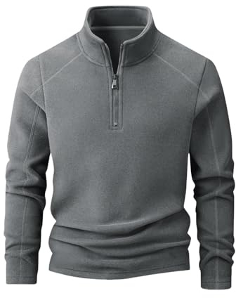 Generisch - Maglione in pile per uomo senza cappuccio, pullover in pile con fodera, maglione caldo, giacca in pile calda e comoda, pullover invernale semplice e versatile, maglione tinta unita, top