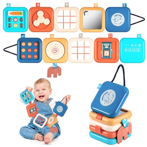 Yimomoyi Cube d'activité bébé, Jouet Bebe, Busy Board Jouet Montessori Âge 1 an, Sensoriels Jouets Enfant, Jouet Montessori 8 en 1, Sensoriels Enfant Cadeau pour Filles & Garçons 1 2 3 Ans