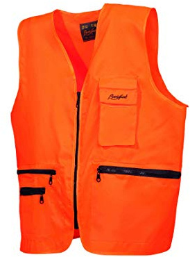 BENISPORT Chaleco naranja fluoresente basic line - chaleco de alta visibilidad para caza - bolsillo portablas (Talla L)