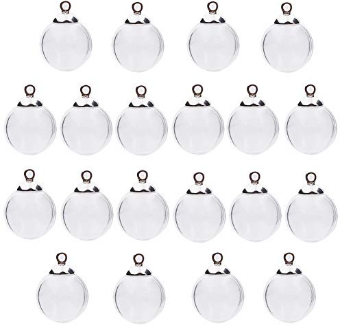20pcs 16mm Mini Empty clear glass globe 4mm mouth wish glass ball bottles diy pendant charms, 8mm cap include (silver)