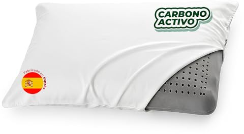 Aznar Almohada Viscoelástica Carbono Activo Firmeza Media Adaptación Cervical Transpirable Hipoalergénica Elimina Malos Olores Alivio Presión Columna Alineada Funda Extraíble Protección Cuello 75 Cm