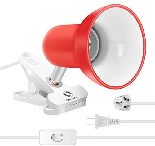 Clip on lamp,360 ° Rotating Clip Book Light Portable Reading lamp, Clip in The Desk/Table/Double Bed/Cabinet Lighting (Desk lamp,Seven Colors for Your Choice) (Red)