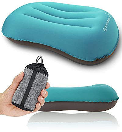 YUANYU Ultralight Camping Pillow, Compressible, Compact,Comfortable, Ergonomic Inflatable Travel Pillow with Storage Bag, for Neck & Lumbar Support for Hiking, Camping, Traveling,3.5 oz,Blue Small