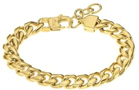 LOTUS STYLE Pulsera Hombre Acero Inoxidable 316L Brazalete de Diseño Sofisticado, Confortable y Resistente al Agua - Cadena Dorada - Pulseras Hombre 218.80 mm LS2215-2/1 - Ideal para Regalo