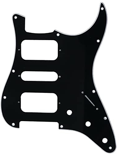 Musiclily Pro 11 Fori Round Corner HSH Battipenna Strato Pickguard per Chitarra Elettrica American/Mexican Fender Standard Stratocaster, 3 Strati Nero