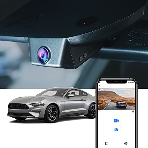 Fitcamx Dashcam kompatibel mit Ford Mustang 2014-2023 GT Ecoboost Premium Mach 1 Shelby GT500 GT350 Bullitt (HD2-0141), OEM Autokamera 4K 2160P WiFi, Loop-Aufnahm, G-Sensor, WDR, Plug&Play, 64GB-Karte