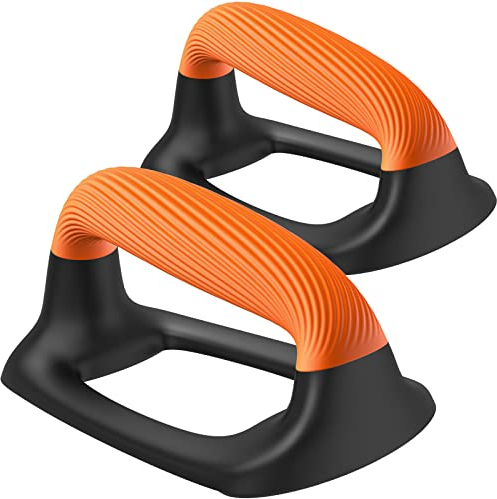 Kipika Liegestützgriffe für Zuhause – Push-Up Bars mit Anti-Rutsch-Unterseite,Soft Handles,Schwarz & Orange,Set of 2