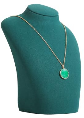 GemeShou Green necklace hanger jewelry organizer, Velvet jewelry stand necklace holder, jewelry mannequin bust for necklaces, Jewelry boutique store photography props【Green-Medium height 7.87 inch】
