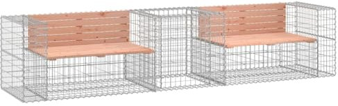 vidaXL Gartenbank, Sitzbank mit Blumenkasten Gabionen, Gabionenbank für Garten Terrasse, Drahtkorb Steinkorb Bank, Massivholz Douglasie